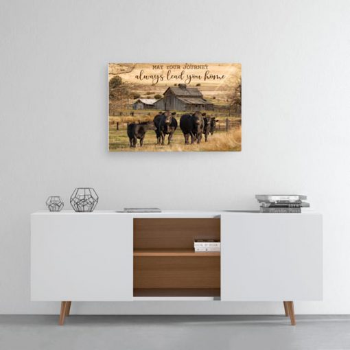 May your journey always lead you home cow canvas 3