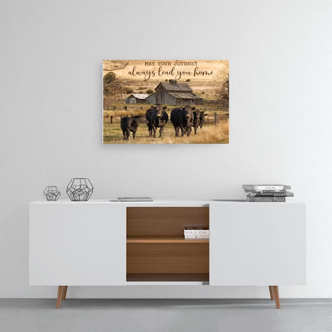 May your journey always lead you home cow canvas 4