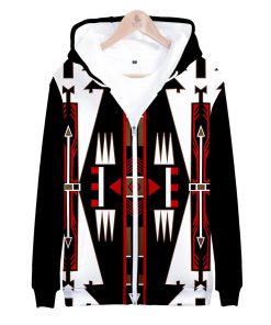 Native american black culture symbol all over printed zip hoodie