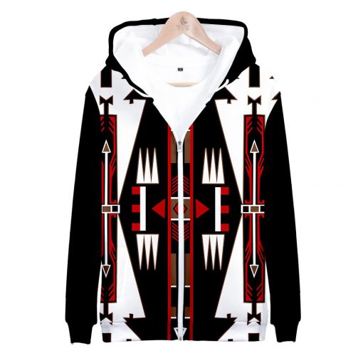 Native american black culture symbol all over printed zip hoodie