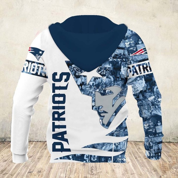 New england patriots all over printed hoodie - back