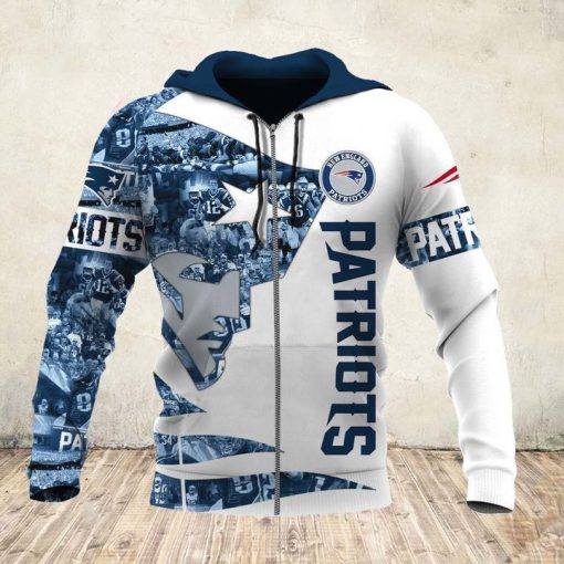 New england patriots all over printed zip hoodie