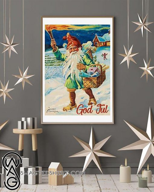 Norway god jul nisse 1947 vintage christmas poster