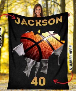 Personalized basketball name and number blanket 1