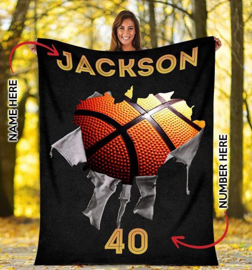 Personalized basketball name and number blanket 1