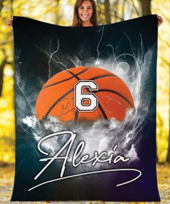 Personalized nba basketball thunder name and number blanket 2