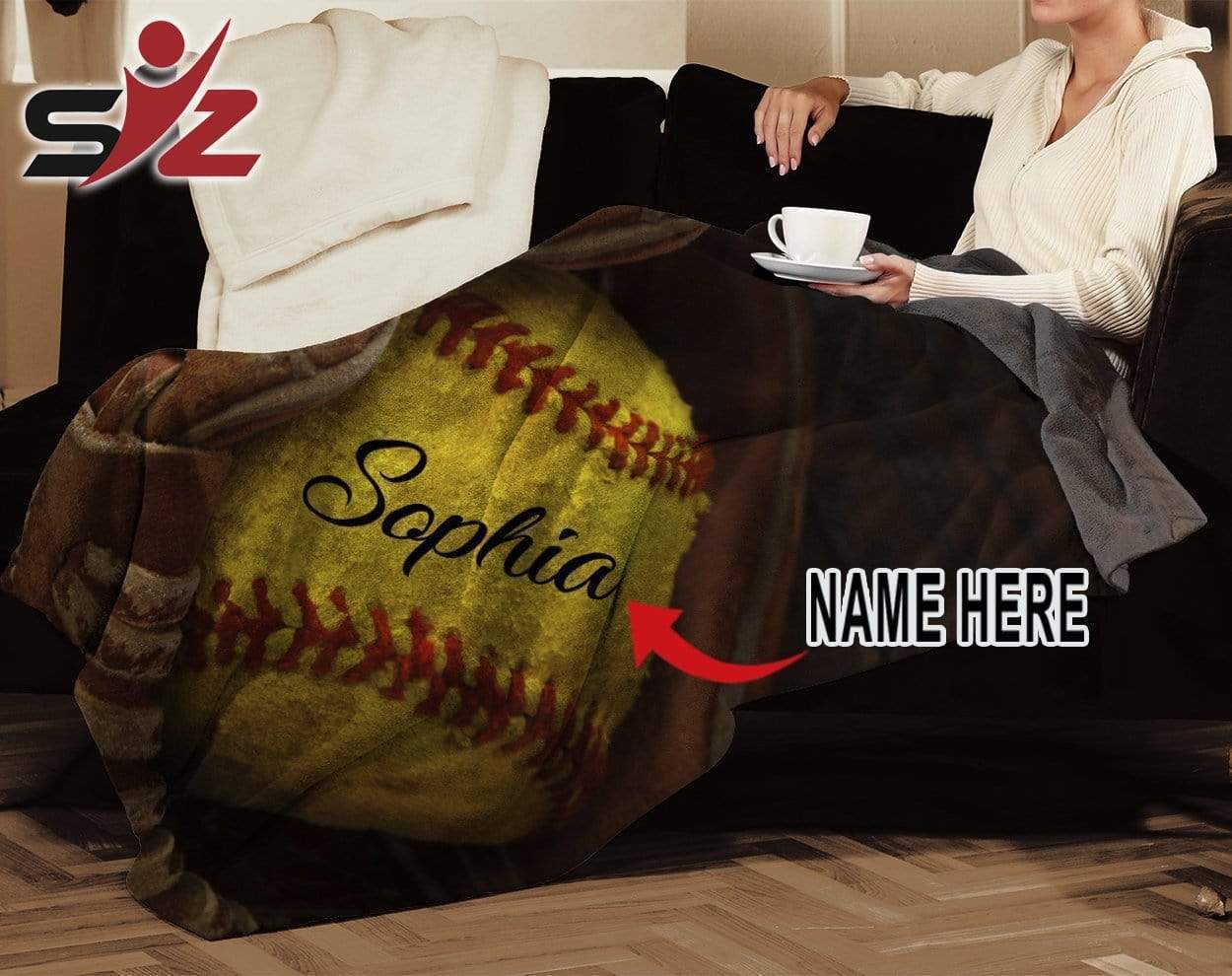 Personalized softball glove name and number blanket 2