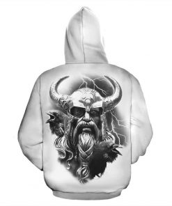Raven and eagle viking all over printed hoodie 1