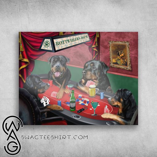 Rottweiler’s house rottweiler playing cards poster