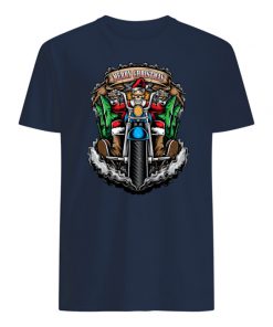 Santa skull biker christmas motorcycle mens shirt