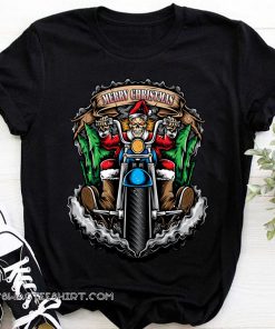 Santa skull biker christmas motorcycle shirt