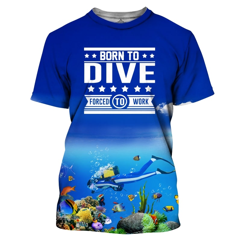 Scuba diving born to dive full printing shirt 1