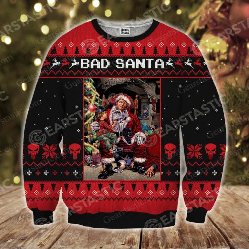 Skull bad santa ugly christmas sweater