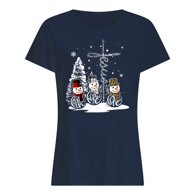 Snowman faith hope love christmas womens shirt