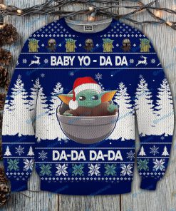 Star wars baby yoda da da da full printing ugly christmas sweater 2