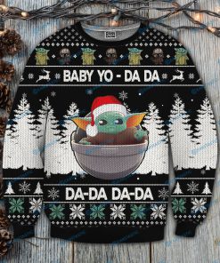Star wars baby yoda da da da full printing ugly christmas sweater