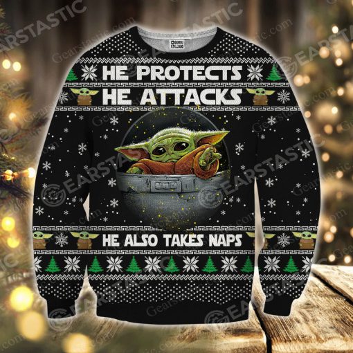 Star wars baby yoda full printing ugly christmas sweater 1