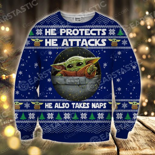 Star wars baby yoda full printing ugly christmas sweater 2