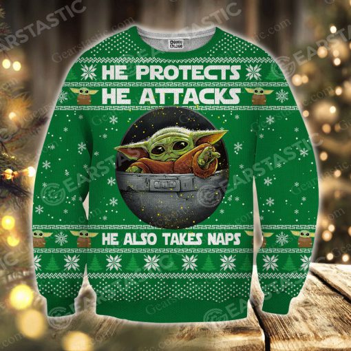 Star wars baby yoda full printing ugly christmas sweater 3