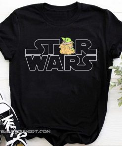 Star wars logo and the child from the mandalorian shirt