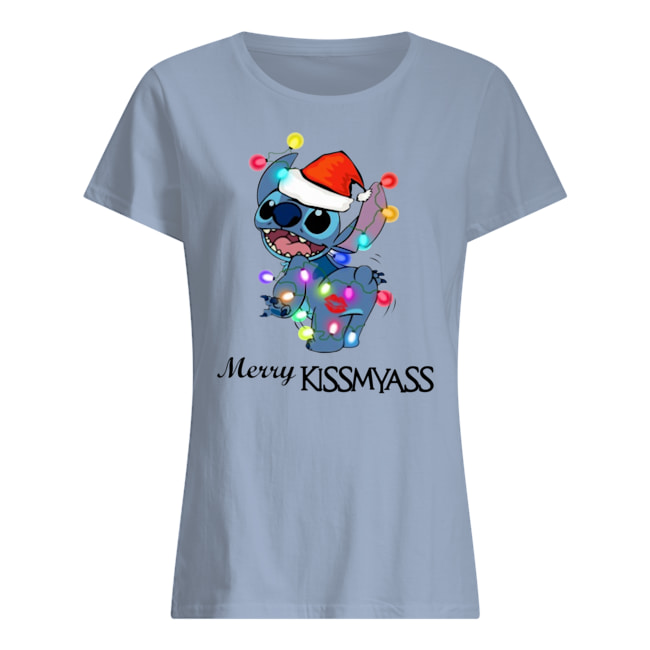 Stitch merry kissmyass merry christmas womens shirt