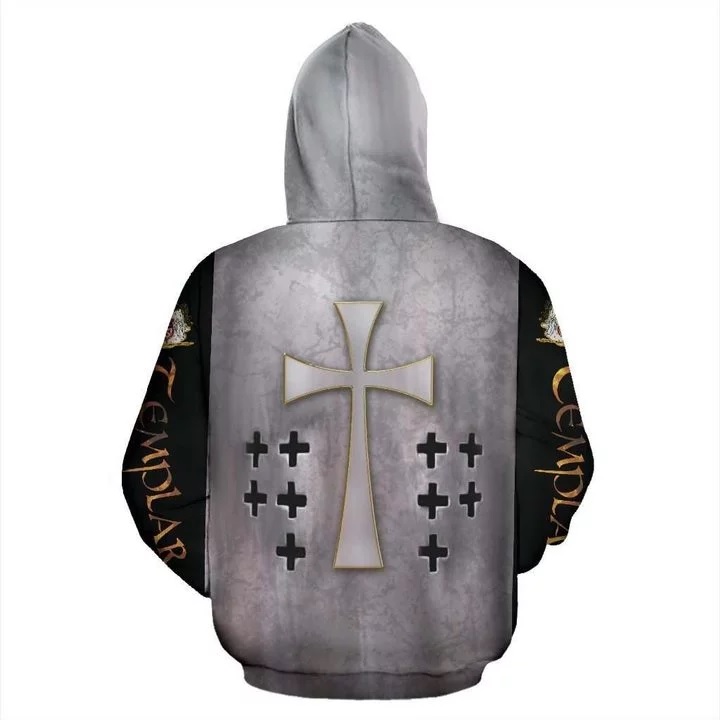 Templar cross viking all over print hoodie - back