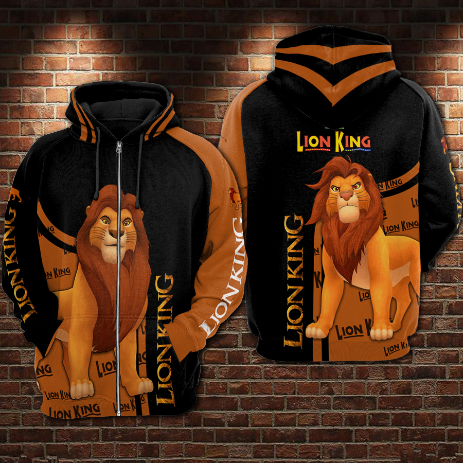 The lion king all over printed zip hoodie