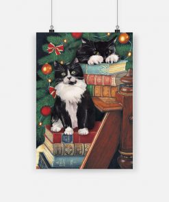 The norwegian forest cat cute black cat on christmas poster 1
