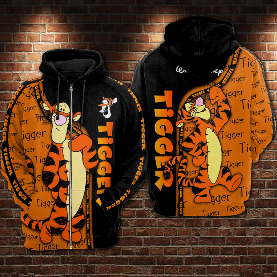 Tigger winnie-the-pooh full printing zip hoodie
