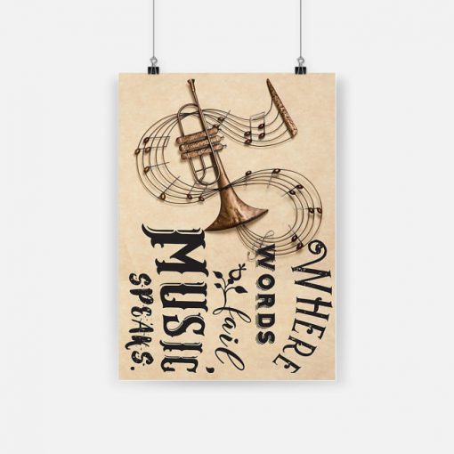 Trumpet instrument where words fail music speaks poster 1