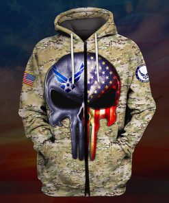 US air force all over printed zip hoodie