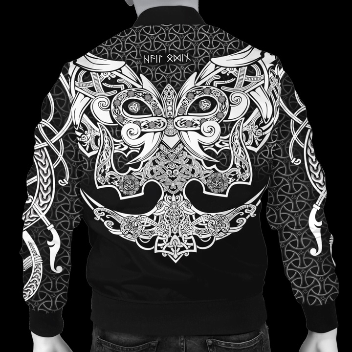 Viking muninn tattoo full printing bomber jacket - back