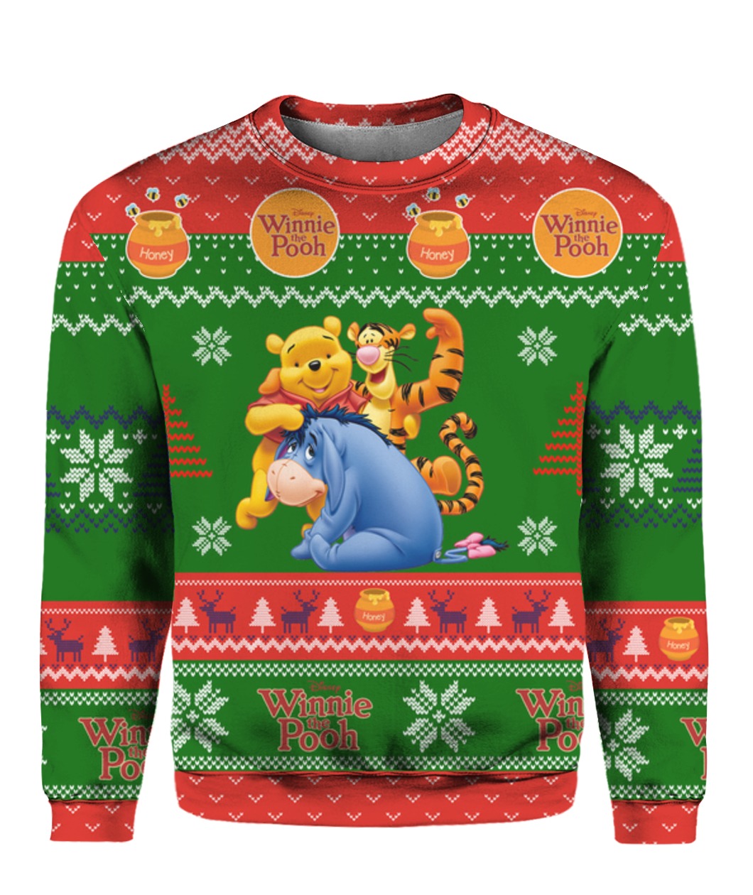 Winnie the pooh eeyore full printing ugly christmas sweater 1