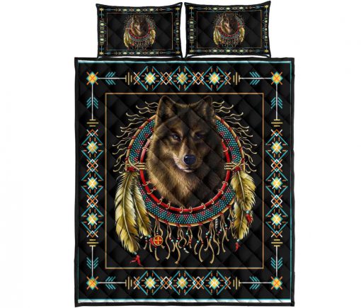 Wolf dreamcatcher native american quilt 4