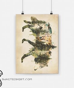 Wolf pride a natural animals forest mountains poster