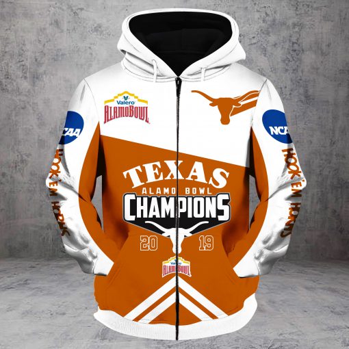 2019 alamo bowl champions texas longhorns all over printed zip hoodie