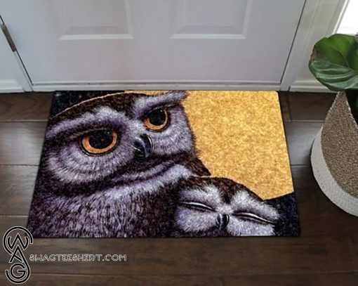 A cosy atmosphere owl all over printed doormat