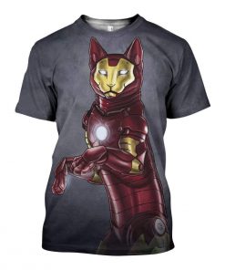 Avengers iron man iron cat all over print tshirt