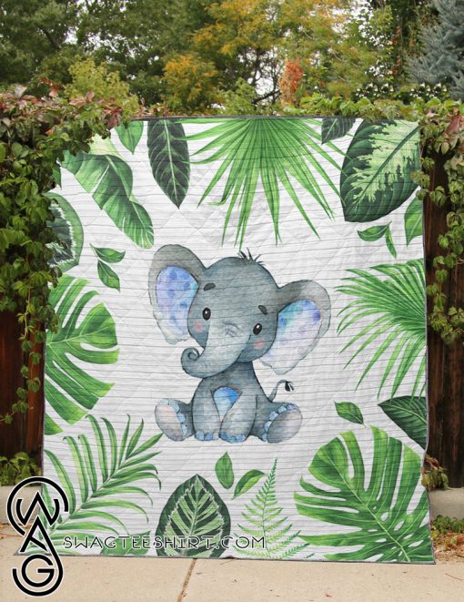Baby elephant tropical quilt
