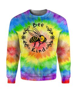 Bee kind tie-dye all over print sweatshirt
