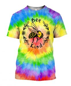 Bee kind tie-dye all over print tshirt