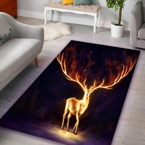 Fire deer all over printed rug 1