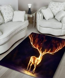 Fire deer all over printed rug 3