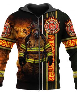 Fire fight 3d all over printed zip hoodie