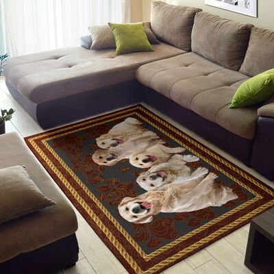 Five of dog vintage pattern golden retriever rug 1