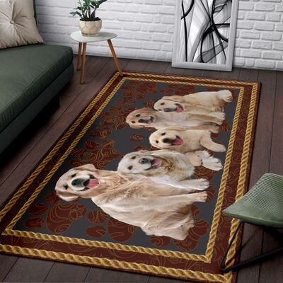 Five of dog vintage pattern golden retriever rug 2