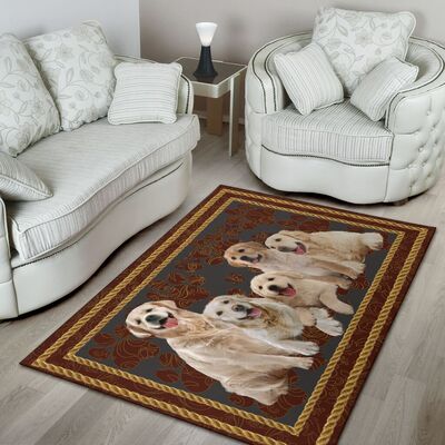 Five of dog vintage pattern golden retriever rug 3