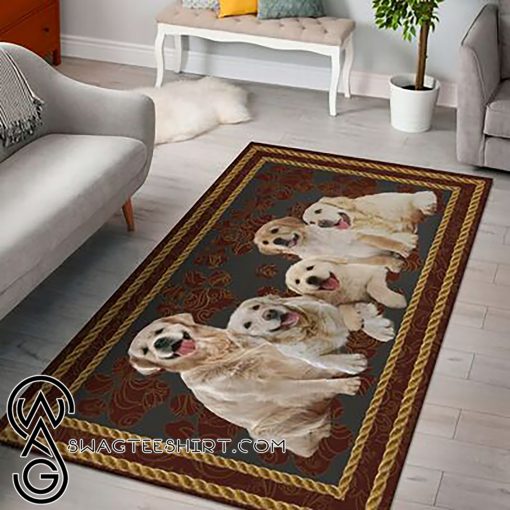 Five of dog vintage pattern golden retriever rug