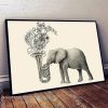 Floral elephant tuba musical instrument poster