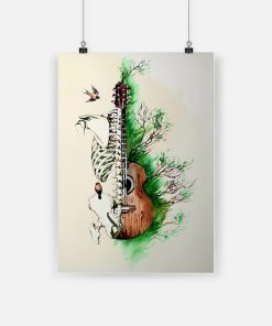 Guitar human anatomy watercolor skeletal system vertical poster 1